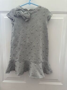 kate spade Heather Gray Textured Dot Bow Dress size 6 kids